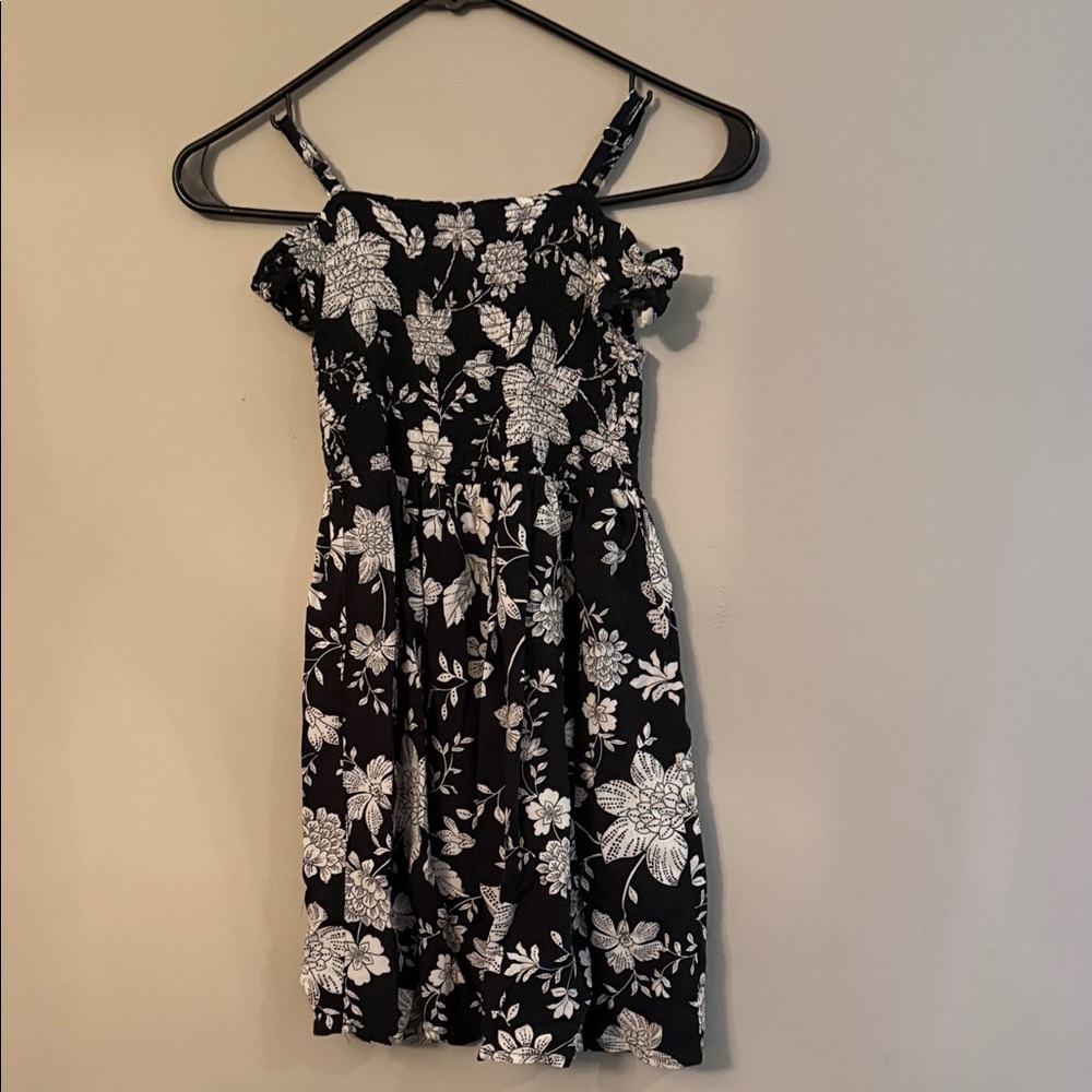 Floral Black and White off shoulder dress